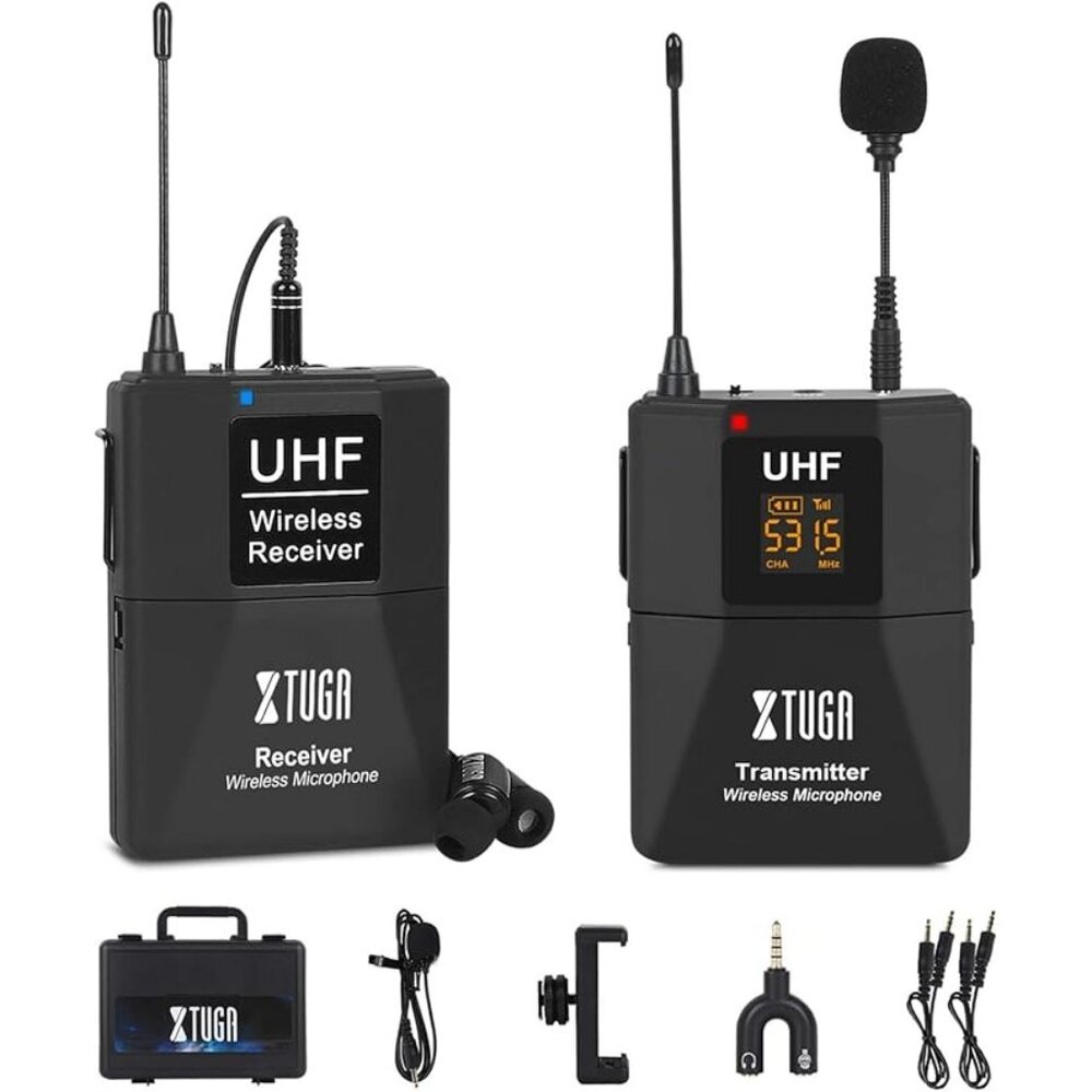 Wireless UHF Lavalier Microphone System XTuga X-CM01 Transmitter & Receiver Set